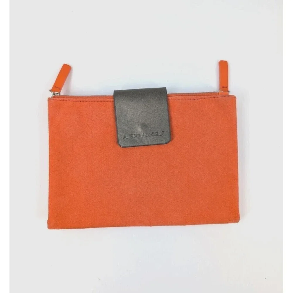 AIRFRANCE Travel Organizer Clutch Orange Vegan Suede Wallet Pouch‎ Wallet